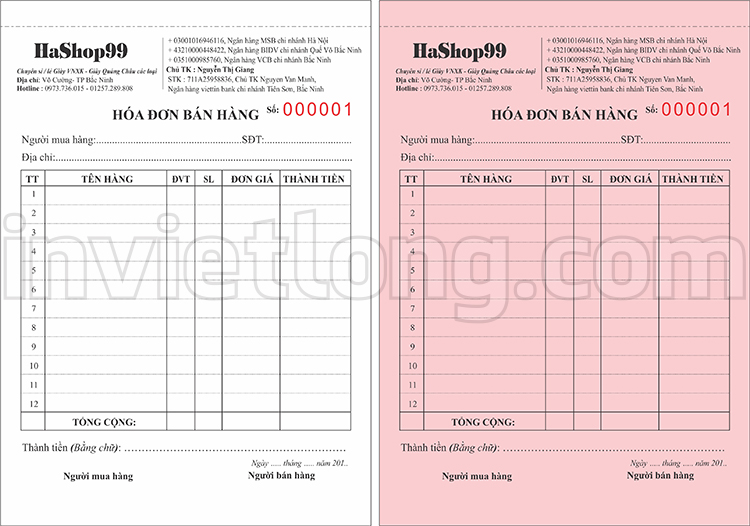 in hóa đơn giá rẻ tại Bắc Ninh